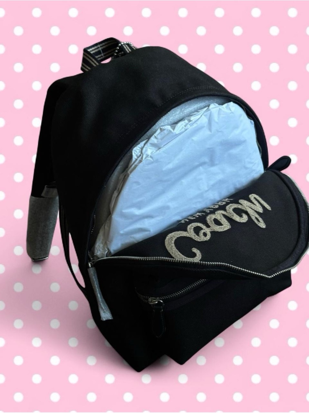 Canvas Coach Black Backpack with embroidered Script Logo - Picture 3 of 6